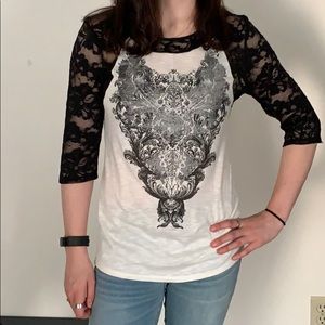 Angels and Diamonds Buckle brand 3/4 sleeve shirt